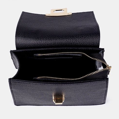 Bolso de con cadena para mujer con asa de mano con solapa negro Claudia