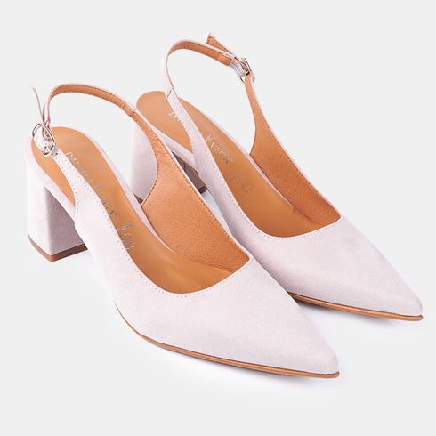 Zapatos con tacón para mujer de ante rosa Mary