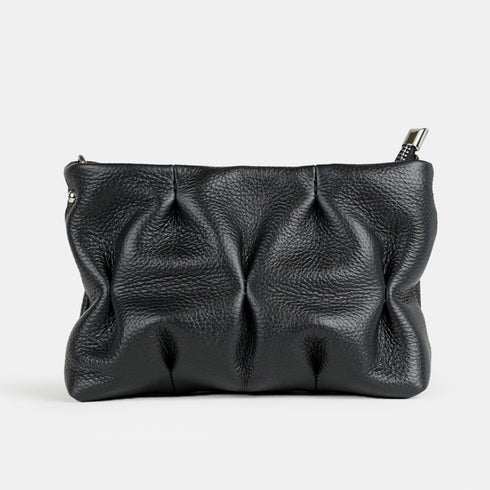 Bolso de bandolera de piel arrugada negro Cecilia M