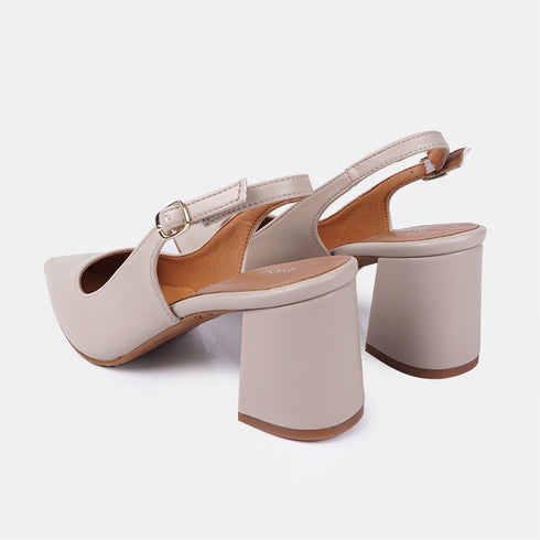 Zapatos con tacón para mujer de piel beige Mary