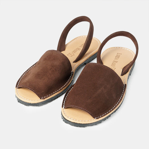 Menorquinas de piel para mujer marrón serraje Adara