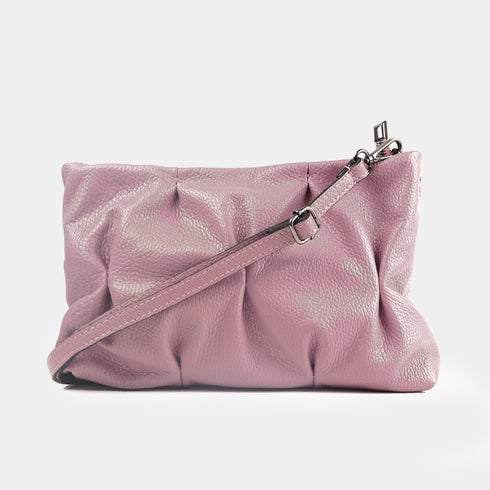 Bolso de bandolera de piel arrugada rosa Cecilia M