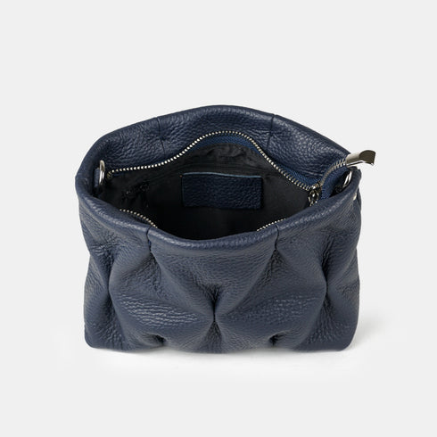 Bolso de bandolera de piel arrugada azul marino Cecilia S