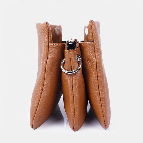 Bolso bandolera para mujer con tres compartimentos marrón Noelia