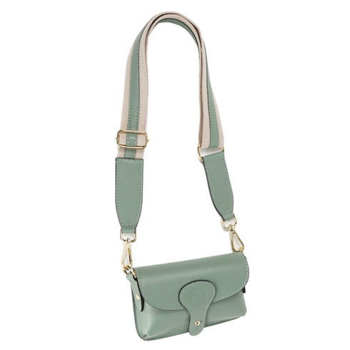 Bolso de bandolera porta móvil de piel Pili verde aguacate