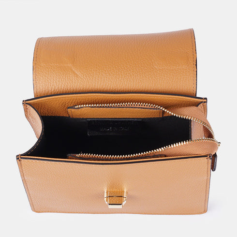 Bolso de con cadena para mujer con asa de mano con solapa marrón Claudia