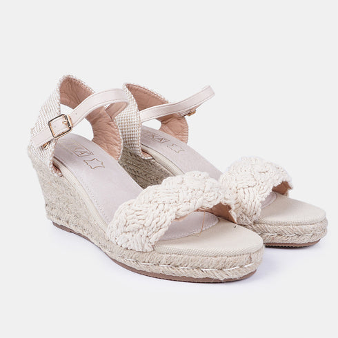 Sandalias con cuña de yute beige Casandra