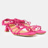 Sandalias con tacón de piel con tiras trenzadas para mujer fucsia Gabriella