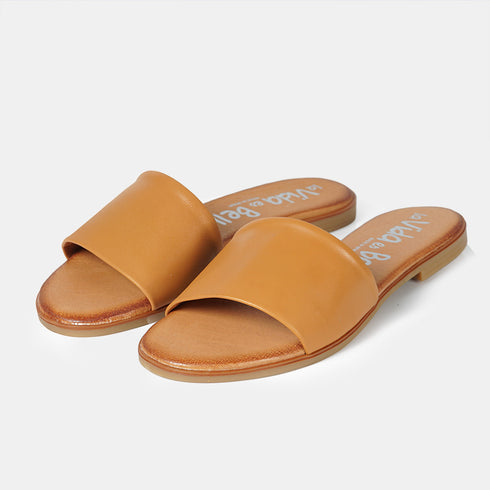 Sandalias planas de piel para mujer marrón Alejandra