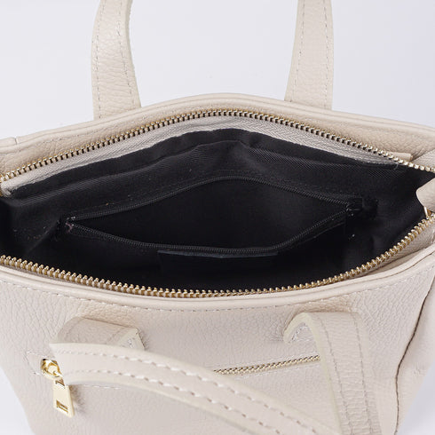 Bandolera para mujer de piel con asa de mano beige Helia