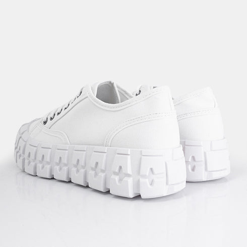 Zapatillas deportivas para mujer de lona con suela gorda blanco Mamba
