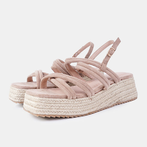 Sandalias de esparto con plataforma beige Niko