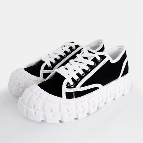 Zapatillas deportivas para mujer de lona con suela gorda negro Mamba