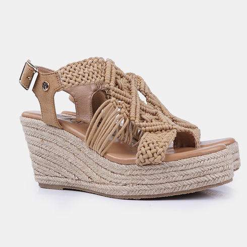 Sandalias con cuña de esparto marrón Soraya