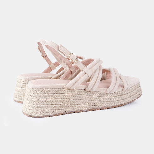 Sandalias de esparto con plataforma rosa Niko