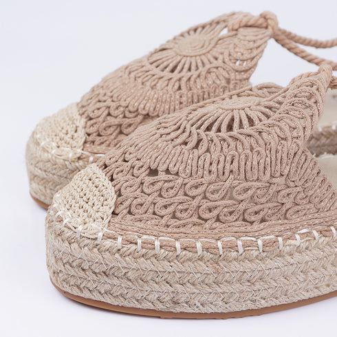 Sandalias de esparto mujer con plataforma taupe Rocío