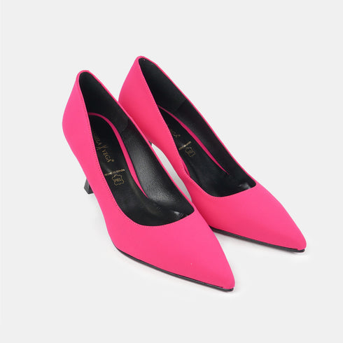 Zapato con tacón de licra fucsia Meryl