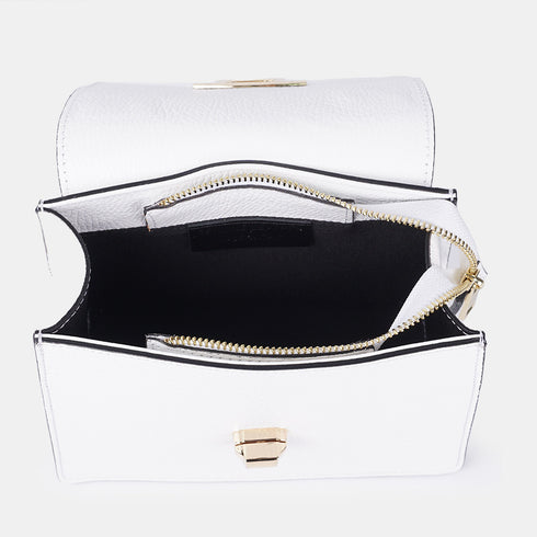 Bolso de con cadena para mujer con asa de mano con solapa blanco Claudia