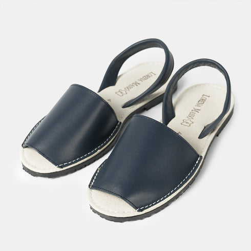 Menorquinas de piel para mujer azul marino Adara