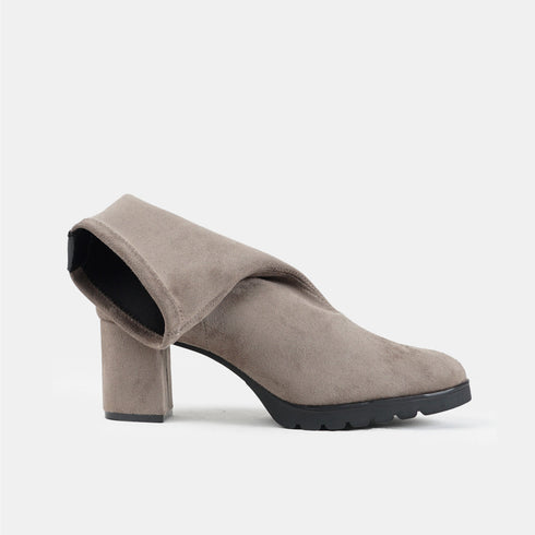 Botines de tacón mujer de antelina taupé Pineda