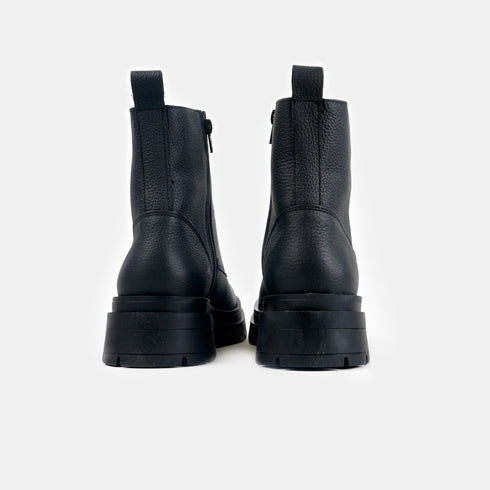 Botas con cordones de piel para mujer negro Lena