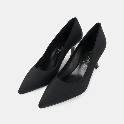 Zapato con tacón de licra negro Meryl