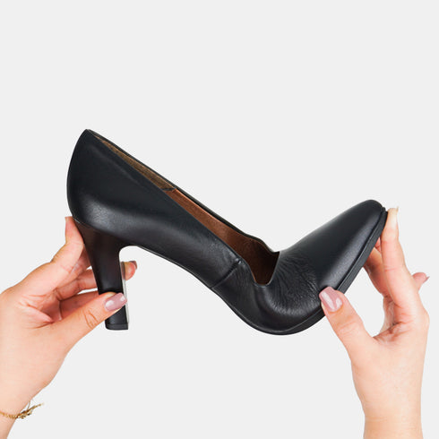Zapatos de tacón 6.5cm de piel negro Tania