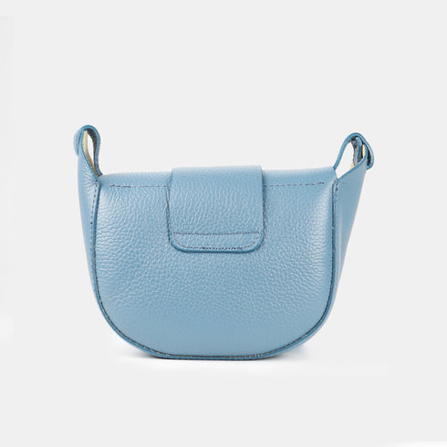 Bolso bandolera para mujer de piel con solapa azul claro Celia