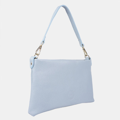 Bolso de mano y bandolera de piel para mujer azul celeste Ariadna