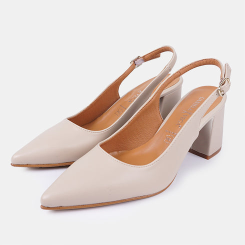 Zapatos con tacón para mujer de piel beige Mary
