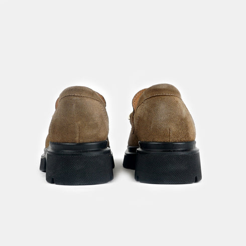 Mocasines de piel con plataforma taupe Abril