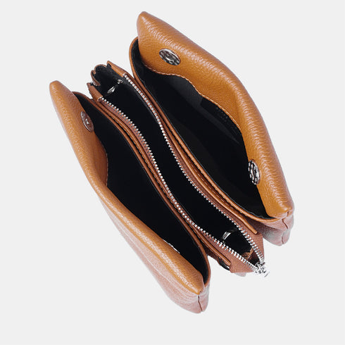 Bolso bandolera para mujer con tres compartimentos marrón Noelia