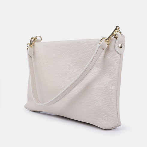 Bolso de mano y bandolera de piel para mujer beige Ariadna