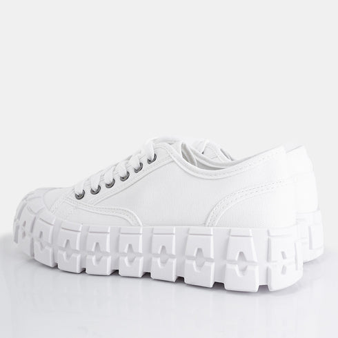 Zapatillas deportivas para mujer de lona con suela gorda blanco Mamba