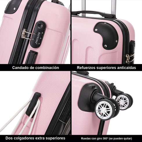 Maleta Cabina ABS 55x40x20cm 44L - 20 Pulgadas RosaClaro - Marina