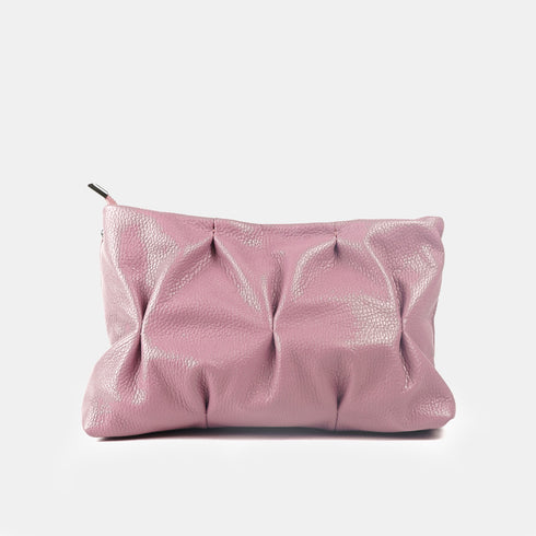 Bolso de bandolera de piel arrugada rosa Cecilia M