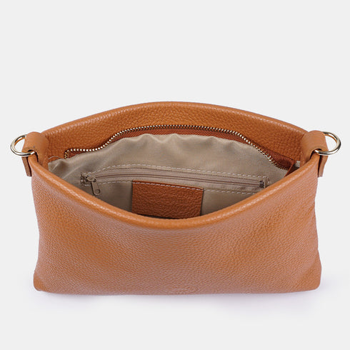 Bolso de mano y bandolera de piel para mujer marrón Ariadna