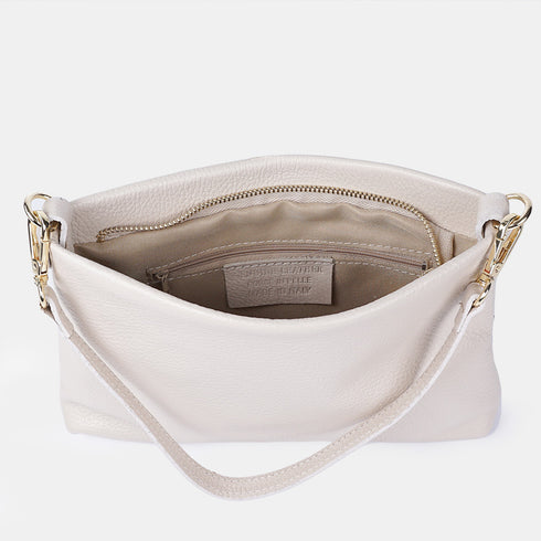 Bolso de mano y bandolera de piel para mujer beige Ariadna