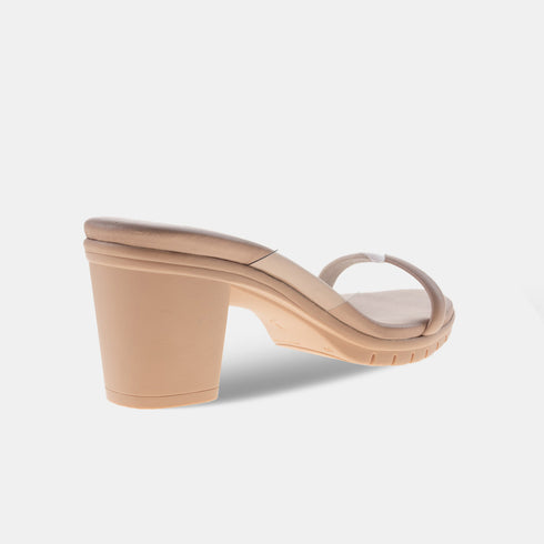 Sandalia con tacón cinta transparente Aqua Nude