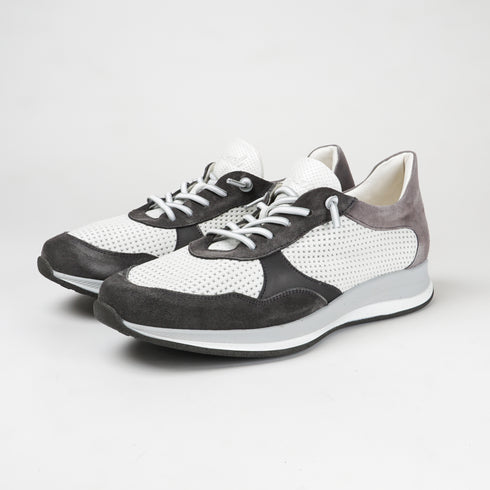 Zapatilla deportiva de hombre piel con cordones blanco Ezra