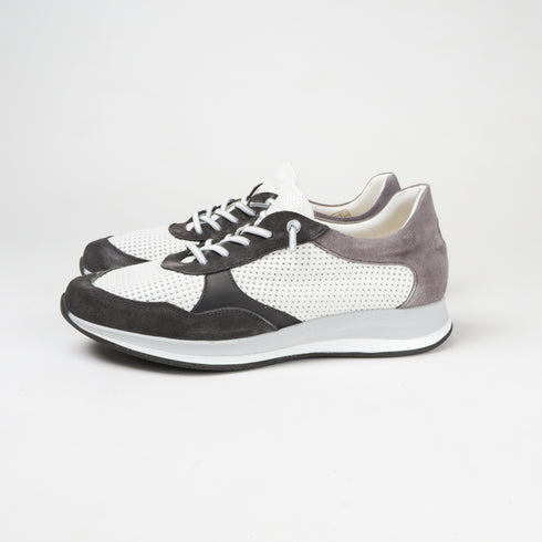 Zapatilla deportiva de hombre piel con cordones blanco Ezra