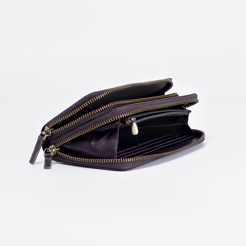 Billetera de piel Vintage Carol Vino