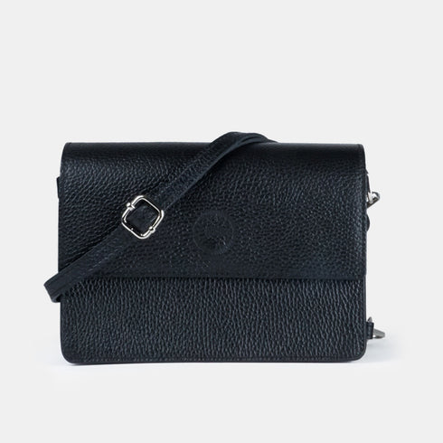 Bolso bandolera de piel para mujer negro Adina
