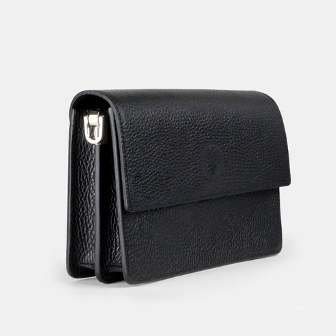 Bolso bandolera de piel para mujer negro Adina