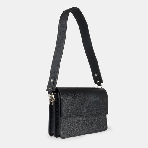 Bolso bandolera de piel para mujer negro Adina
