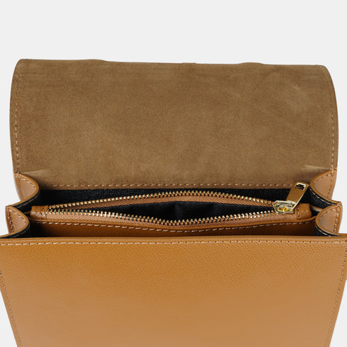 Bolso bandolera de piel para mujer marrón Ainara