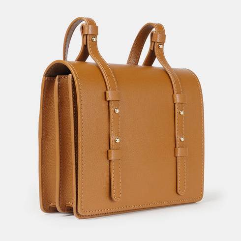 Bolso bandolera de piel para mujer marrón Ainara