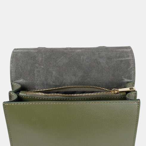 Bolso bandolera de piel para mujer verde Ainara