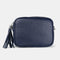 Bolso de Piel bandolera cuadrado Azul Marino con pompón de mujer Cristin