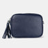 Bolso de Piel bandolera cuadrado Azul Marino con pompón de mujer Cristin